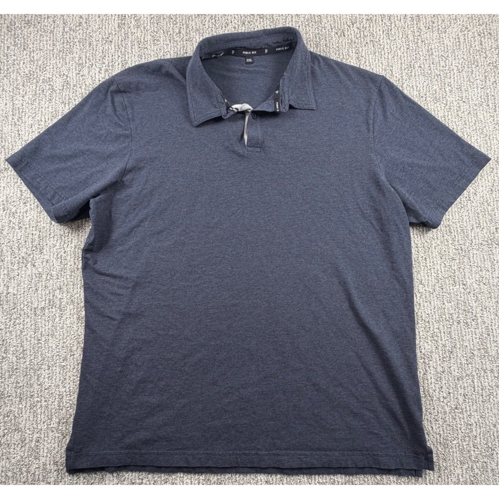 Public Rec Polo Shirt Mens 2XL Navy Blue Pima Cotton Tencel Spandex Short Sleeve